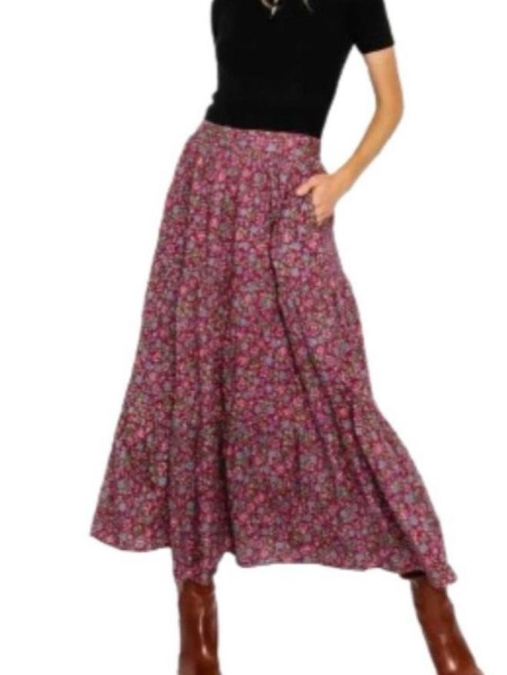 patience ploral midi skirt - banjanan